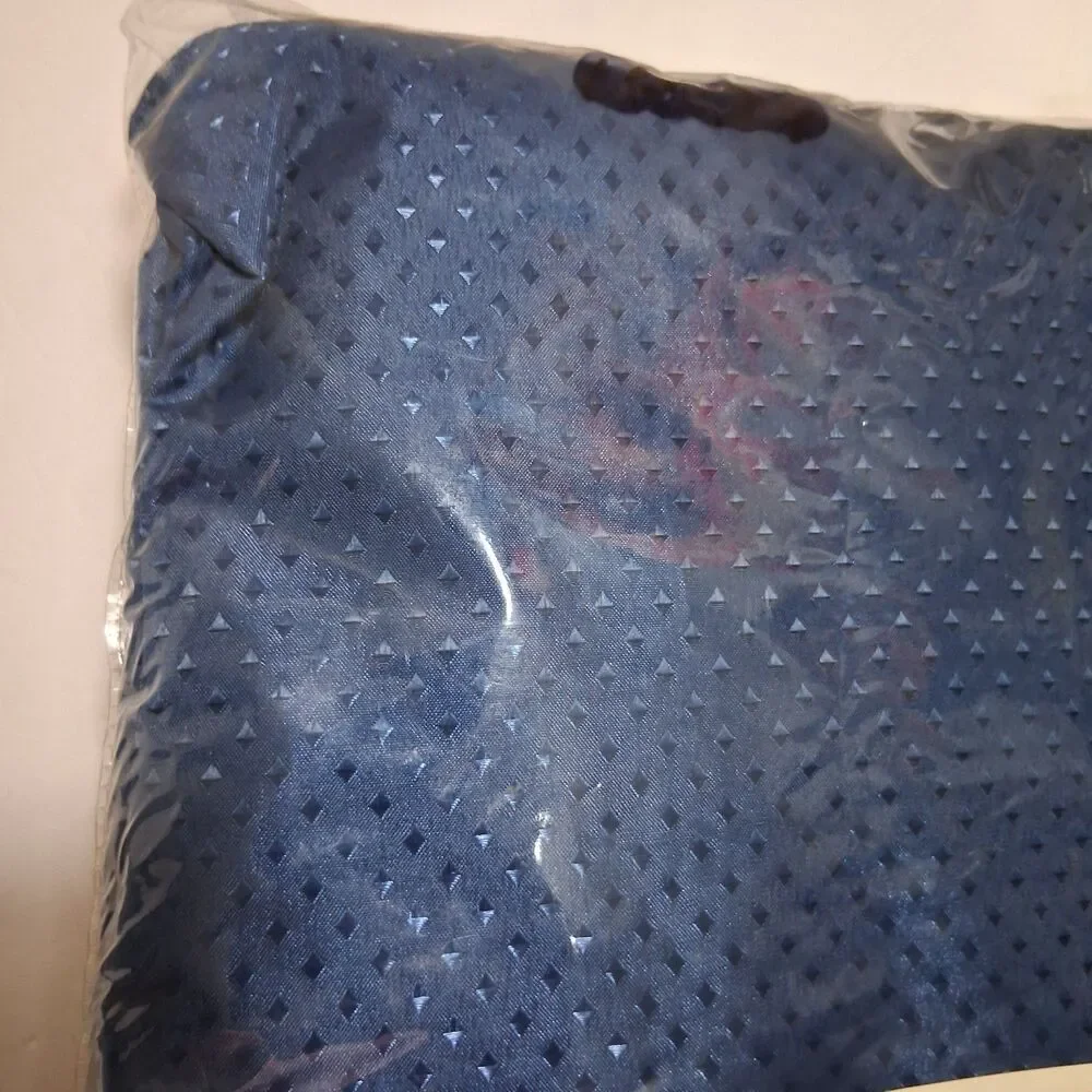 Vtg Shower Curtain Set Blue 90s Ruffle Double Swag Valance Tiebacks Liner Y2k